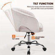 oakcraft Modern Accent Chair Cute Vanity Chair Makeup Desk Chair Adjustable Armchair with Tufted Barrel Back for Living Room, Bedroom