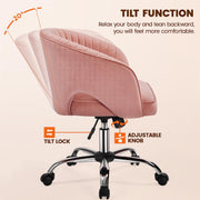 oakcraft Modern Accent Chair Cute Vanity Chair Makeup Desk Chair Adjustable Armchair with Tufted Barrel Back for Living Room, Bedroom