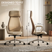 Oakluxe Hector Premium High Back Ergonomic Executive Office Chair with Multilock Recline, Luxury Upholstery, Heavy Duty Aluminium Base, Cushioned Seat for Home Office & Workstation