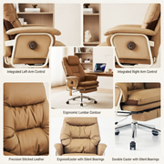 Oakluxe Axora Brown Luxury Executive Office Chair with Adjustable Footrest, High Back Ergonomic Design, Multi Lock Recline, Premium Upholstery, Executive Computer Chair for Home & Office