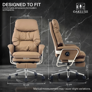 Oakluxe Axora Brown Luxury Executive Office Chair with Adjustable Footrest, High Back Ergonomic Design, Multi Lock Recline, Premium Upholstery, Executive Computer Chair for Home & Office