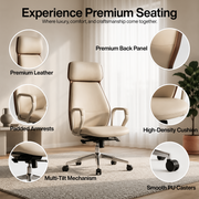 Oakluxe Hector Premium High Back Ergonomic Executive Office Chair with Multilock Recline, Luxury Upholstery, Heavy Duty Aluminium Base, Cushioned Seat for Home Office & Workstation