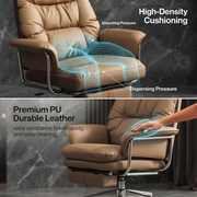 Oakluxe Axora Brown Luxury Executive Office Chair with Adjustable Footrest, High Back Ergonomic Design, Multi Lock Recline, Premium Upholstery, Executive Computer Chair for Home & Office