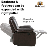 Oakcraft Manual Recliner Chair Sofa with Leatheratte - Oakcraft