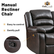 Oakcraft Manual Recliner Chair Sofa with Leatheratte - Oakcraft
