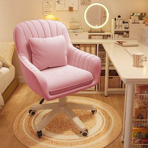 Oakcraft Cute Office Chair Home Computer Chairs Adjustable Task Chairs Modern Office Chair Makeup 360° Swivel Computer Mid Back Chair