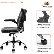Oakcraft Stratos Medium Back Leatherette Ergonomic Office Chair - Oakcraft