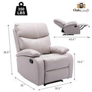 Oakcraft Manual Recliner Chair Sofa with Tech Cloth - Oakcraft