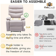 Oakcraft Manual Recliner Chair Sofa with Tech Cloth - Oakcraft