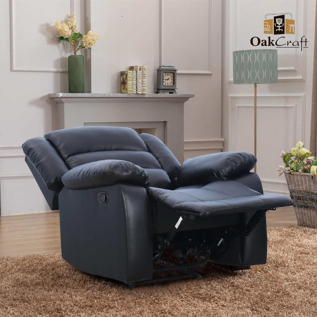 Oakcraft Manual Recliner Chair Sofa with Leatheratte - Oakcraft