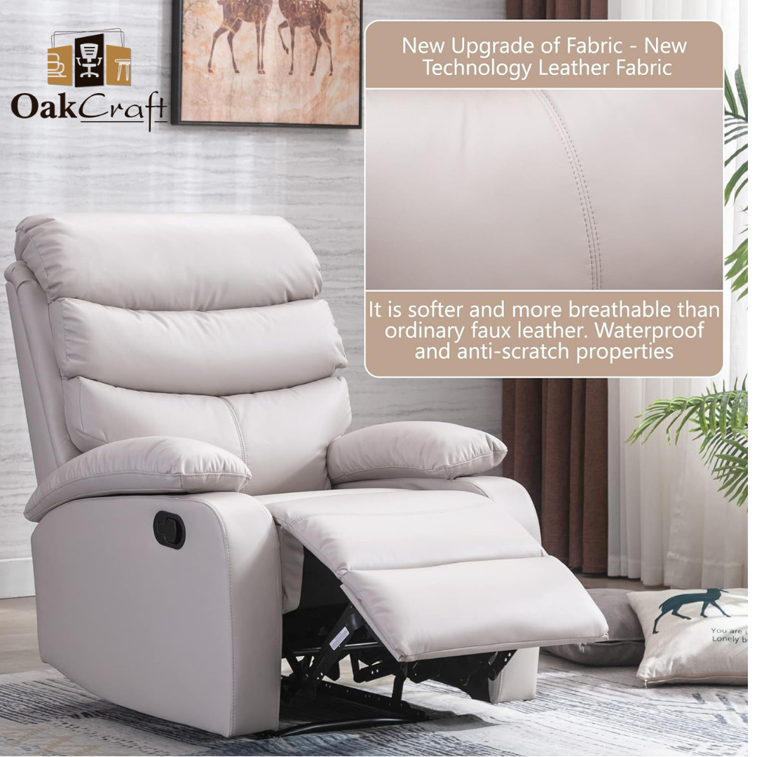 Oakcraft Manual Recliner Chair Sofa with Tech Cloth - Oakcraft