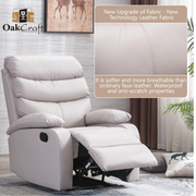 Oakcraft Manual Recliner Chair Sofa with Tech Cloth - Oakcraft