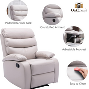 Oakcraft Manual Recliner Chair Sofa with Tech Cloth - Oakcraft