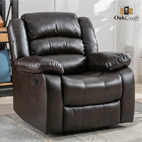 Oakcraft Manual Recliner Chair Sofa with Leatheratte - Oakcraft