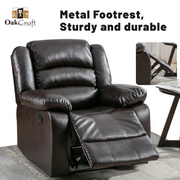 Oakcraft Manual Recliner Chair Sofa with Leatheratte - Oakcraft