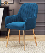 OAKCRAFT Flower Dining Chair | Accent Chair for Living Room Bedroom Restaurant | Velvet Fabric & Cushion Seat with gold Metal Legs