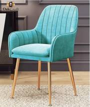 OAKCRAFT Flower Dining Chair | Accent Chair for Living Room Bedroom Restaurant | Velvet Fabric & Cushion Seat with gold Metal Legs